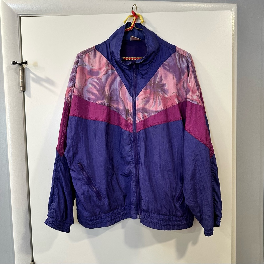 Vintage Lady Footlocker Women's Purple Floral Jacket - Medium